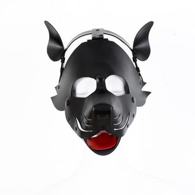 Nooitmeersaai - Hondenmasker met afneembare onderdelen - PU leer - Zwart - Drukknopen