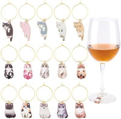 Dailygoody - Kat Wijnglas Charms - Wijn Markers - Leuke Dieren Drinken Tags - Gemengde Kleur - Feestgunsten - Bruiloft en Verjaardag Decor