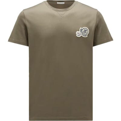 Moncler Logo Ronde Hals Slim Fit Korte Mouw T-shirt Heren Tops Groen K1-091-8C00076-8390Y-823 XL gray