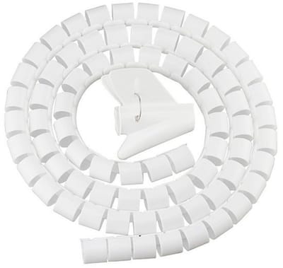Dailygoods- Kabelspiraalslang 2,5 cm - Flexibele Kabelbeschermhoes - Kabelorganisatie - Spiraalwikkel-Organizer - Wit - Polyethyleen - Kabelgoot