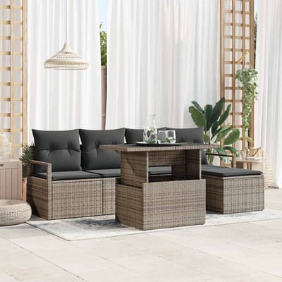 vidaXL - Tuinbank - Set - 6 - st - Grijs - poly - rattan