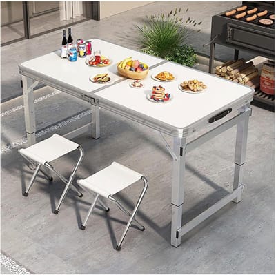 Opklapbare Tafel - Klaptafel Buffet Tafel - Feesten en Dineren - Inklapbaar met Handvat - 120 cm - Wit