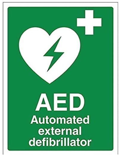 AED Automatische Externe Defibrillator Eerste Hulp Teken - Zelfklevend - Portret - 150 mm x 200 mm - Groen