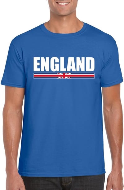 Blauw Engeland supporter t-shirt voor heren - Engelse vlag shirts S