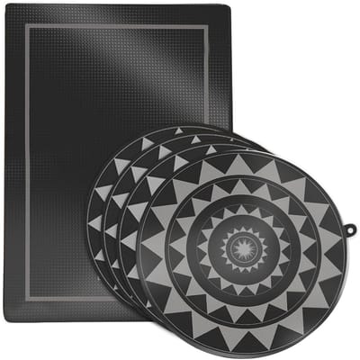 NTHProducts - Inductiekookplaat Beschermmat - Set van 5 - Hittebestendig en Antislip - Zwart - Siliconen Kookplaatbescherming - Ideaal voor Keuken - Ru...
