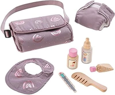 Luiertas pop - Verzorginstas pop - Pop verzorgingsset - Luiertas speelgoed - Luiertas speelgoed - Incl. 7 stuks. Accessoires