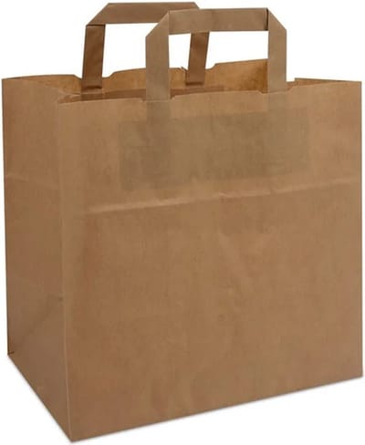 Cadeautasjes met platte handgreep, budget tassen bruin, 32x21,5x27cm (250 stuks)