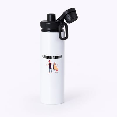 Hacebo® - kapper vrouw met eigen naam waterfles met draaidop zwart - Kapper - barbers - collega's - verjaardag - afscheidscadeau - geschenk - kado - water fles - 850ML
