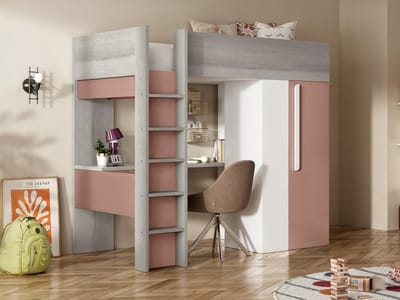 Vente-unique Hoogslaper hout roze 90 x 200 cm NICOLAS