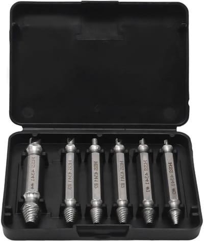 Set van 6 HSS 4341 Schroefverwijderaars - Anti-breuk, Roestvrij, Extractorset voor Metalen met Bewaaretui en Extra Grip
