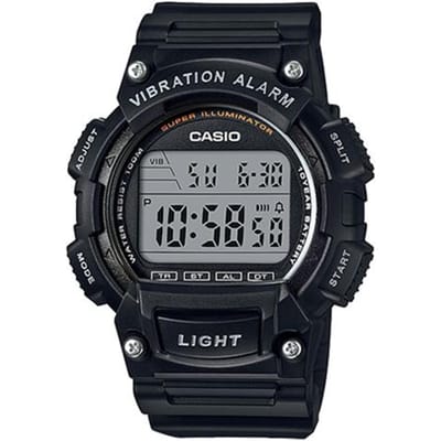 Casio YOUTH serie-Schijf digitaal display, uurwerk 100 meter waterdicht, kwartsuurwerk, harsband, Japans en Koreaans horloge, heren W-736H-1A zwart