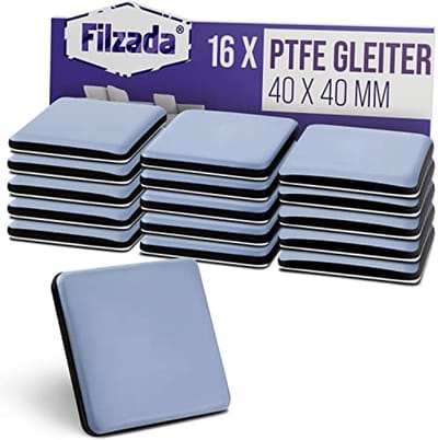16x Teflon Glijders - Zelfklevende Meubel- en Vloerglijders - 40x40 mm