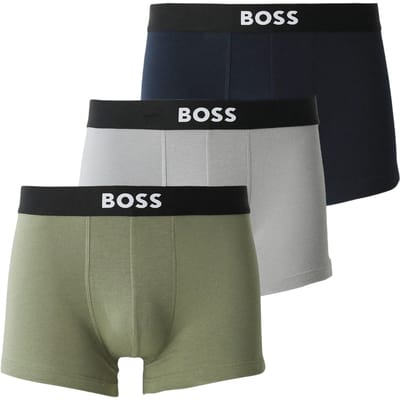 Boss Boxershorts met logo voor heren (set van 3) (Olijfgroen/Grijs/Marineblauw)