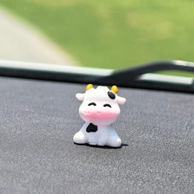 2-delig Schattige Koe Auto Interieur Decoratie Ornament, Auto Middenconsole Scherm Ornament, Auto Decoratie 2PC white