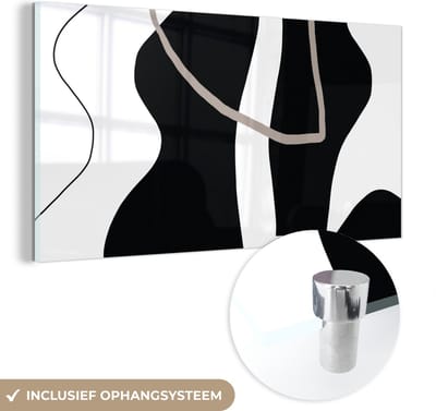MuchoWow® Glasschilderij 40x20 cm - Schilderij acrylglas - Abstract - Minimalisme - Design - Foto op glas - Schilderijen