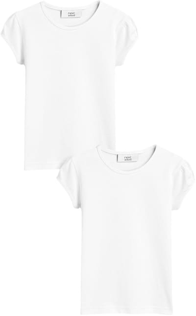 Next - Meisjes - 2 -pack T-shirts met pofmouwen - Wit