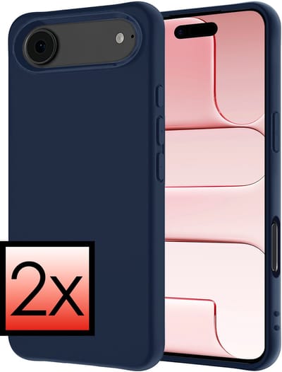Hoesje - 2 Stuks - Geschikt voor Apple iPhone Air - Sterk & Shockproof - Case Siliconen - Back Cover - Telefoon Hoes - Donkerblauw