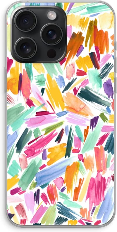 Case Company® - Hoesje geschikt voor iPhone 15 Pro Max hoesje - Watercolor Brushstrokes - Soft Cover Telefoonhoesje - Bescherming aan alle Kanten en Schermrand