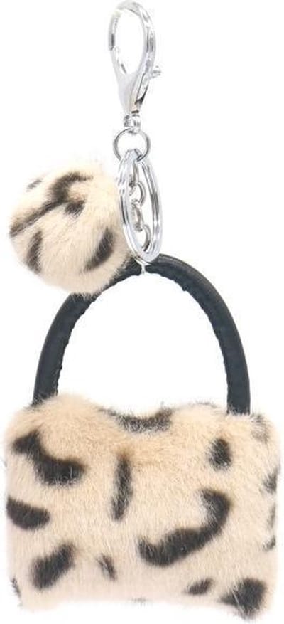 Sleutelhanger Fluffy Handtas - 9x7x3 cm - Lichtbruin