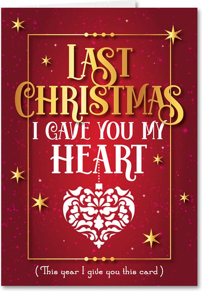 Muziekwenskaart - Kerstkaart met muziek Wham! Last Christmas - incl. envelop