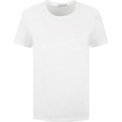 T-shirt Femme Moncler Uni Logo Col Rond Manches Courtes Droites Haut Blanc K1-093-8C73200-V8058-033 S white