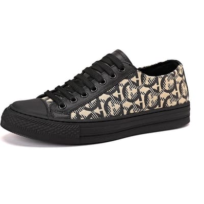 Spring Tide Schoenen Sneakers Echt Leer Veelzijdig Ademend Lage Top Casual Schoenen Heren Canvas Schoenen Platte Schoenen Jeugd 44 zwart