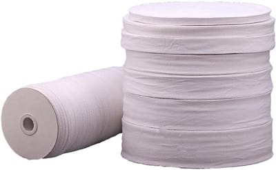 Katoenen Woven 50m Rol Naaigaren Tape voor DIY Creaties - Curved Ribbon, Twill Ribbons en Herringbone Tape in Wit 4cm