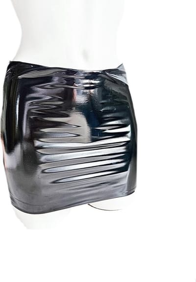 BamBella® - Datex (Mix latex en stof) mini rok - S/M - Sexy Erotische dames BDSM SM fetish kleding zwart