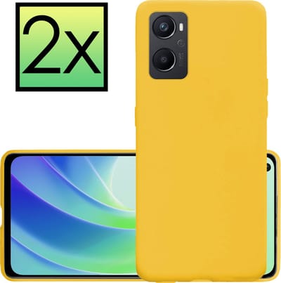 Hoesje - 2 Stuks - Geschikt voor OPPO A76 - Sterk & Shockproof - Case Siliconen - Back Cover - Telefoon Hoes - Geel