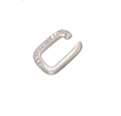 Jobo By JET – Diamond ear cuff - Piercing – Oorbellen - Zilverkleurig met strass steentjes - Per stuk - Earcuff