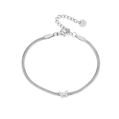 Minimalistische armband met vlinder - Michelle Bijoux - Dames armband - Zilveren armband - 16 + 3 cm - Stainless Steel - Waterproof bracelet - Nikkel vrij - Valentijn - Moederdag - Kerst - Cadeau voor dames - Armband kinderen