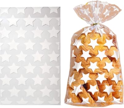 100x Cellofaan Zakjes Sterren XL - Uitdeelzakjes - Plastic Traktatie Cadeau Zakjes - Snoepzakjes - Sterren - 13x21cm - Wit