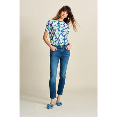 POM Amsterdam Jeans - Elize Slim Dark Blue Maat: 34 | Slim Jeans Outlet | Dames | Blauw