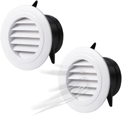 Dailygoods- Ventilatierooster 95 mm - Rond - Insectenbescherming - ABS-kunststof - 2 Stuks - Robuust en slijtvast - Luchtrooster