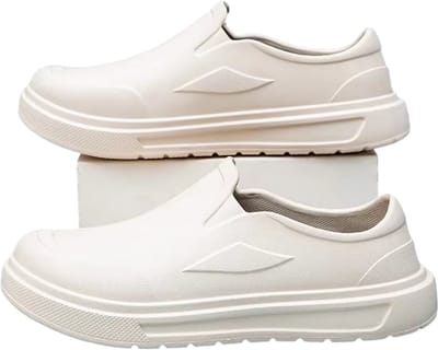 Koksschoenen Heren Antislip Beige – Oliebestendige, Vuilafstotende en Ademend Werkschoenen voor Keuken, Horeca, Groot Formaat – Maat 40