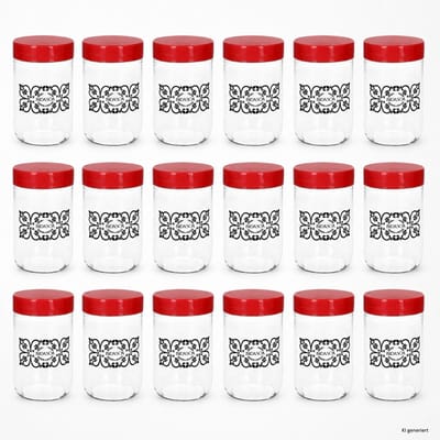 18-delige set bewaarglas IDA met kunststof deksel rood – 24869