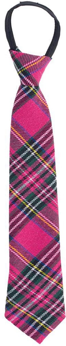 Funny Fashion Carnaval verkleed stropdas met Schotse tartan ruit patroon - roze - polyester - heren/dames