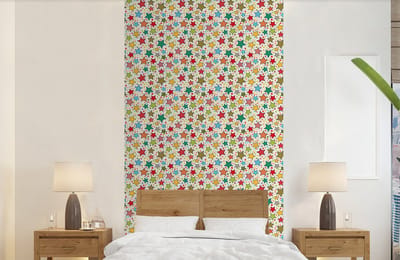 Behang - Fotobehang Patronen - Sterren - Kleuren - Jongens - Kinderen - Kids - Breedte 120 cm x hoogte 240 cm