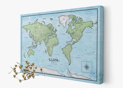 Akoestische Wereldkaart - Geluidsabsorberend Prikbord - Ruimte Akoestiek Verbeteren - Geïntegreerde Geluidspanelen - 90x60 cm - Old Map