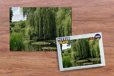 Puzzel Waterlelies in het water met hangende boomtakken boven het water in Frankrijk - Legpuzzel - Puzzel 500 stukjes