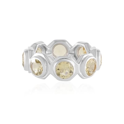 Cavill - Luxe 925 Sterling Zilver Ring - Geel Beril 3,28 ct - Geometrisch Zeshoekig Design - Elegante Zilveren Sieraden