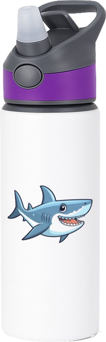 Hacebo® - Haaien waterfles met rietje paars - Haai - Dieren liefhebbers - Vis - dieren - water fles - 650ML