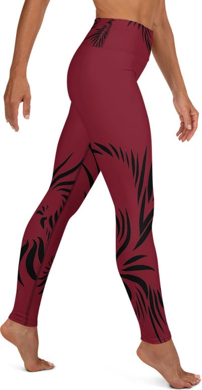 Sportlegging - design Power Up - High Waist - Dry Fit - High Performance - 4way stretch- unieke print - UPF 50+ - Hardloop - Yoga - Fitness - Dans  - Pilates - Training – sportbroek – warmrood zwart - maat XL