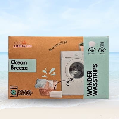Good Lifehacks Wonder Wasstrips - Wasmiddel & Wasverzachter - Wasmiddeldoekjes - 80 Wasvellen - Plastic Vrij - Biologisch Afbreekbaar - Zero Waste - Hypoallergeen - Ocean Breeze