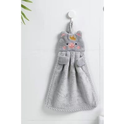 1 serviette de toilette à suspendre, absorbante et anti-chute de poils gris