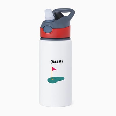 Hacebo® - Golf met eigen naam waterfles met rietje rood - Golfen - Golfer - Sport - water fles - 650ML