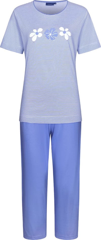 Pastunette - Blossoms - Dames Pyjamaset - Blauw - Organisch Katoen - Maat 50