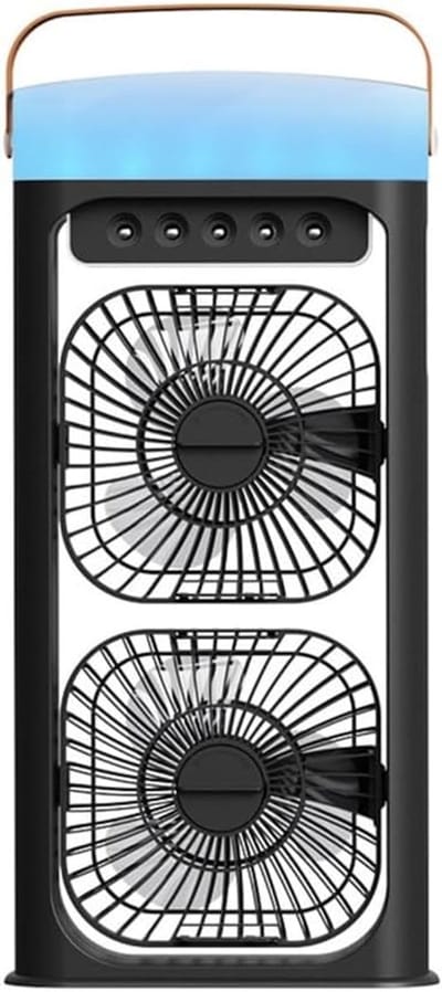 VHV - Luchtkoeler Draagbaar - Ventilator met IJscompartiment - 720° Verstelbaar - Bureau/Woonkamer - zwart
