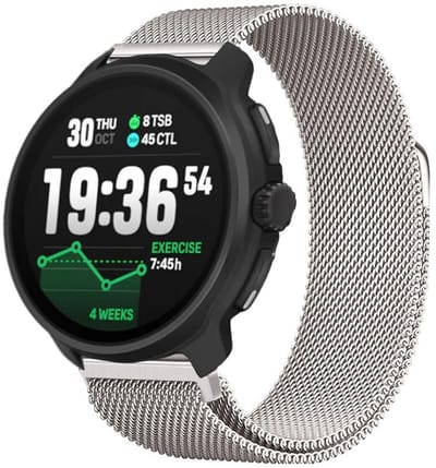 Milanees bandje 22mm - geschikt voor Suunto 9 Peak (Pro) / Vertical / Race(2) / Run - 46mm, OnePlus Watch 1/2/3 - 46mm - Milanese met magneetsluiting - champagne