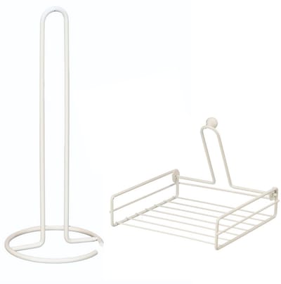 Beige Stalen Keukenset – Keukenrolhouder & Servetringen – Minimalistisch & Stijlvol - Japandi